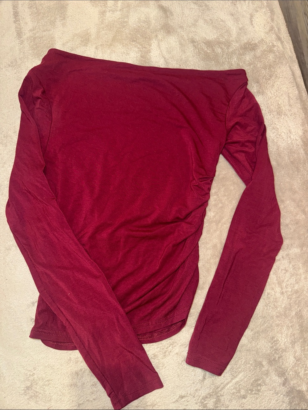 Women’s Off-Shoulder Long Sleeve Top - wine red